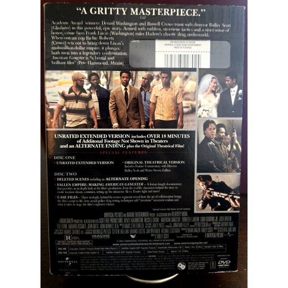 American Gangster 2-Disc Unrated Extended Edition DVD Set - Picture 2 of 3